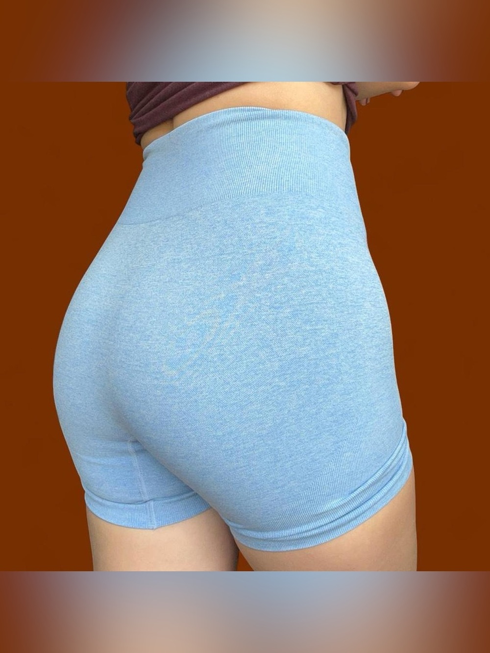 Seamless High-Waist Light Blue Women’s Shorts